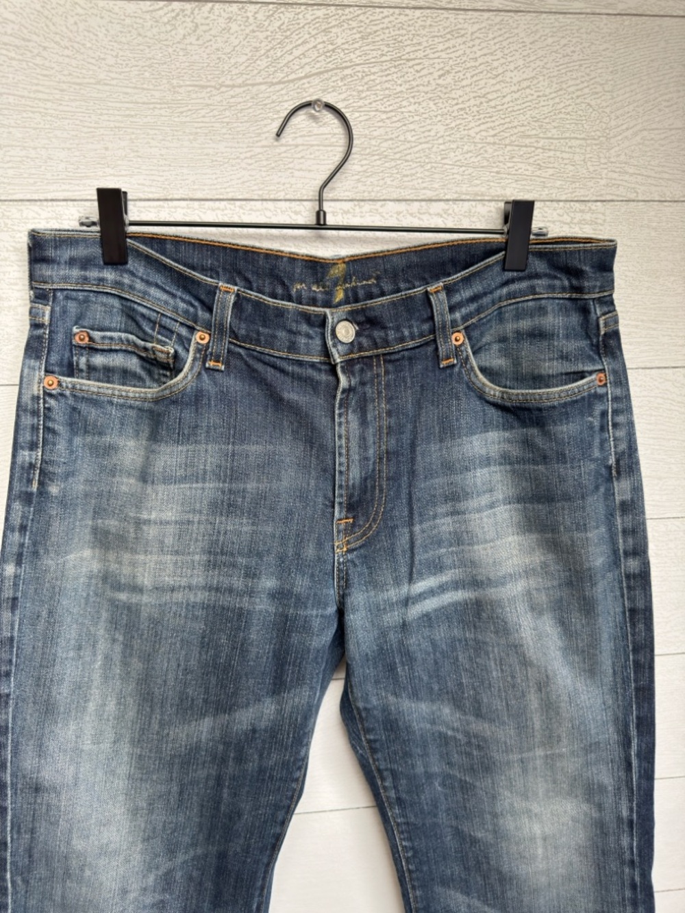 7 For All Mankind 7FAM Mens Bootcut Jeans Y2K Medium Wash Faded Denim Size 34 - Picture 3 of 13
